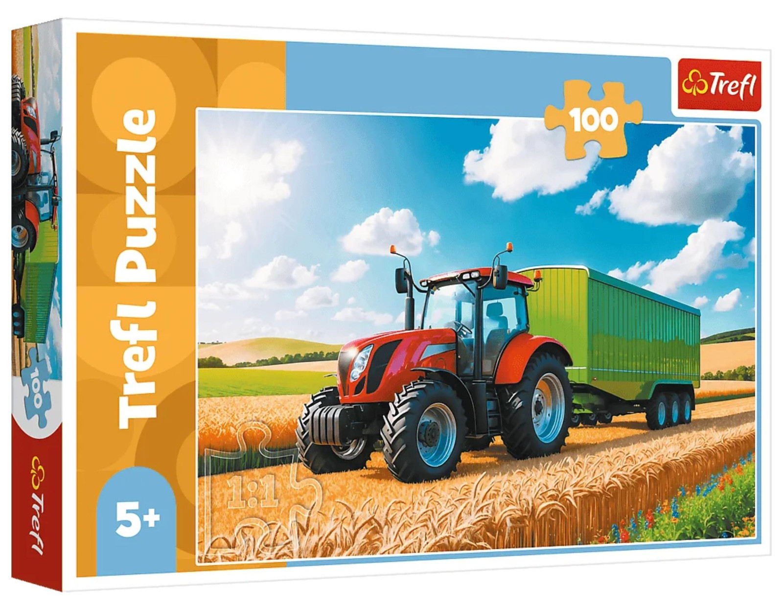 Trefl Puzzel 100 Landbouwmachines Tractor met aanhangwagen 16494