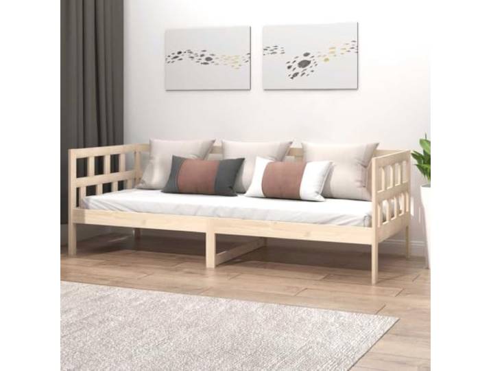 Massives Kiefernholz Schlafsofa Gästeübernachtung Tagesbett 90x200 cm Braun Tagesbett Massivholz Kiefer 90x200 cm Schlafsofa Gästebett mit Lattenrost Multifunktional Tagbett Sofabett Naturholz
