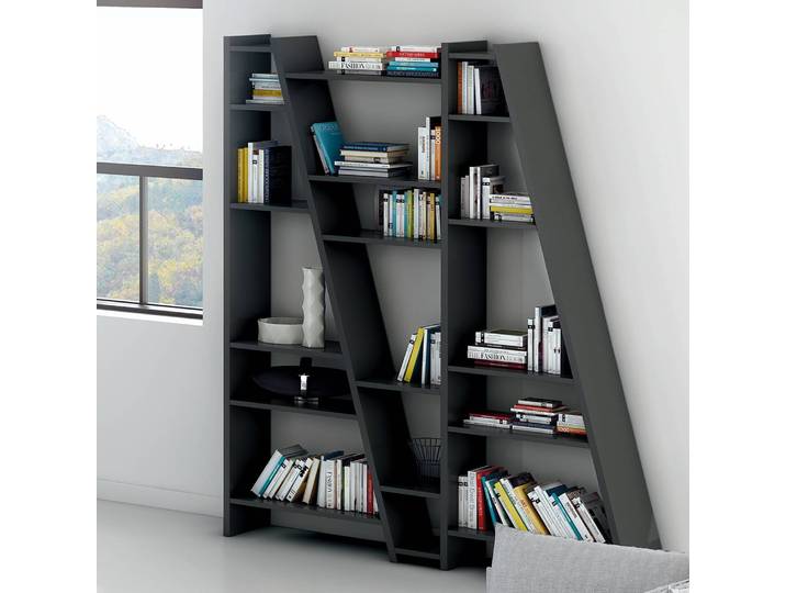 Etagère Delta III Panneau avec structure en nid d’abeilles, verni Noir/Noir 170 x 195 x 30cm