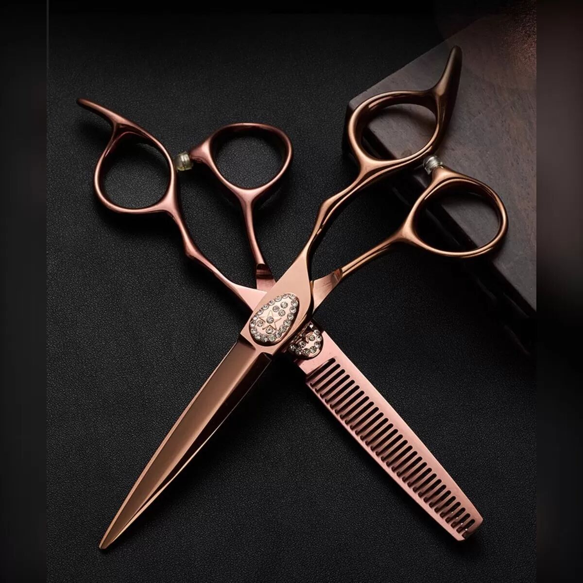 INF Champagner Gold Profi-Haarscheren-Set - 9CR13 Edelstahl, Ergonomische Friseurscheren
