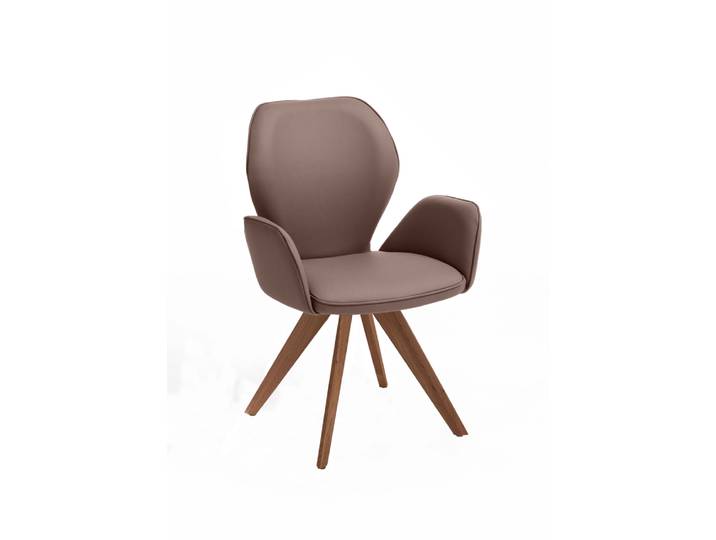 Armlehnenstuhl, Nussbaum & Polyester, 62,5×60 cm, Drehbar, Modern, Niehoff-Sitzmöbel
