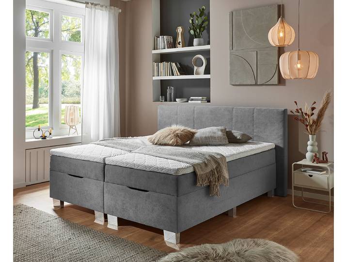 Boxspringbett 180 x 200cm Microfaser Silber