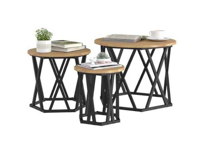 vidaXL Nesting Beistelltisch 3 stk. Artisan-Eiche 53 x 53 x 40 cm Minimalistischer und moderner Look für jeden Raum, Perfekt zum Servieren von Kaffee und für die Präsentation von Produkten,