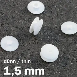 100 Druckösen aus Kunststoff, dünne Ausführung, 1,5 mm Füllhöhe, weiß, Polyamid