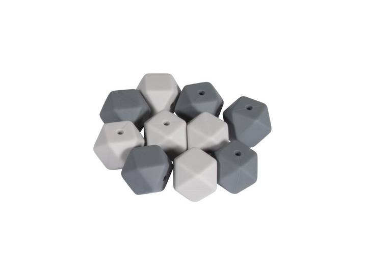 Rayher Silikonperlen Hexagon 14 mm 10 Stück
