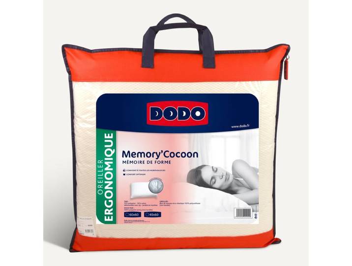 Oreiller ergonomique 60x60 cm DODO MEMORY COCOON