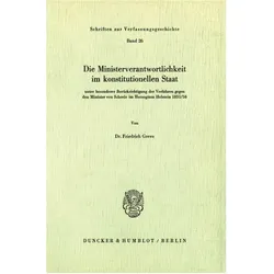 Die Ministerverantwortlichkeit im konstitutionellen Staat, Fachbücher von Friedrich Greve