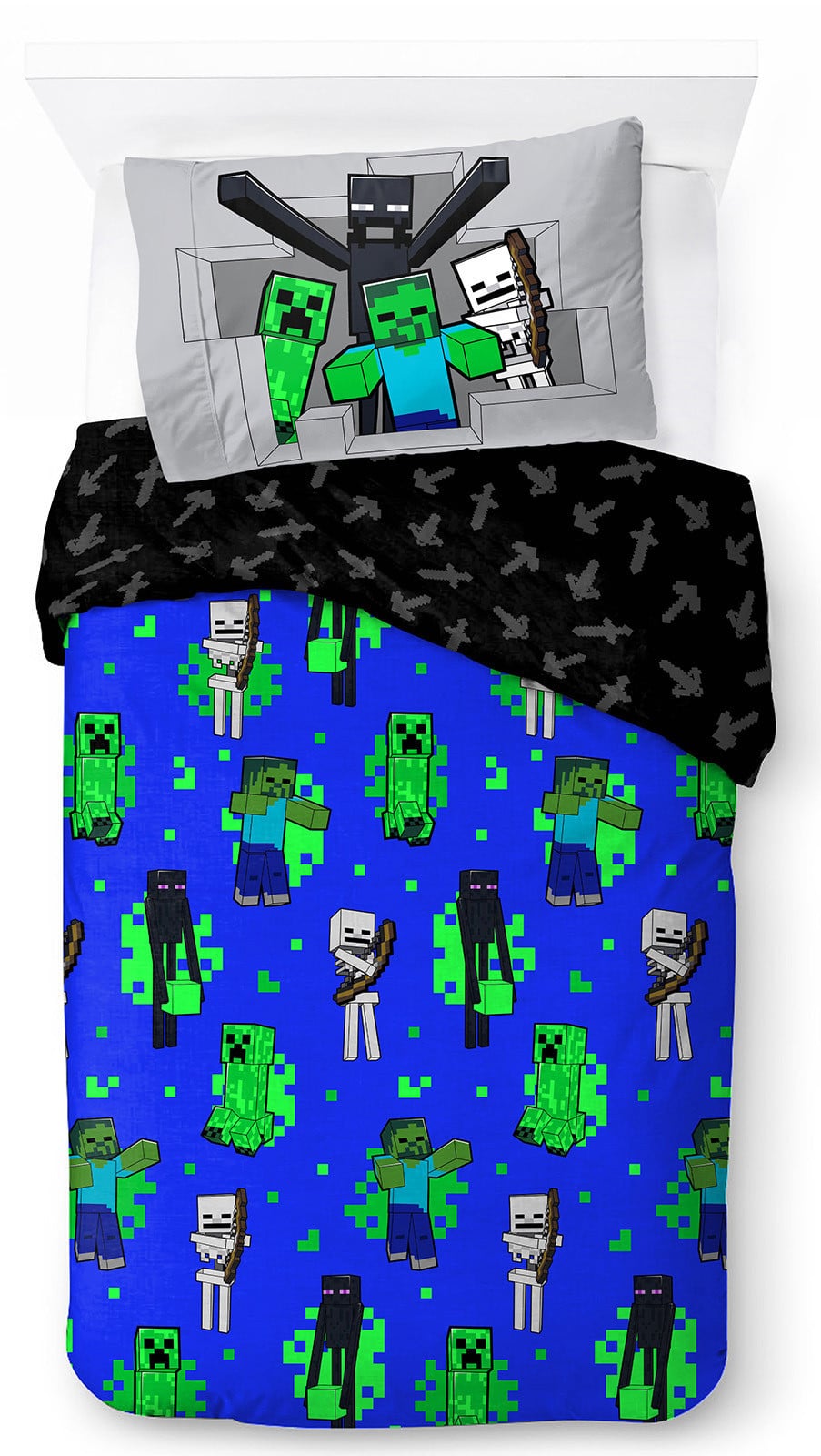 Minecraft kinderslaapset Fight Back van Jay Franco, 135 x 200 cm met kussensloop 50 x 70 cm