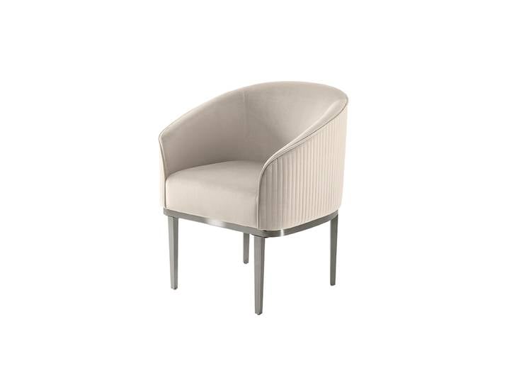 Ella Esszimmerstuhl - Kreideweiß - Silber Basis