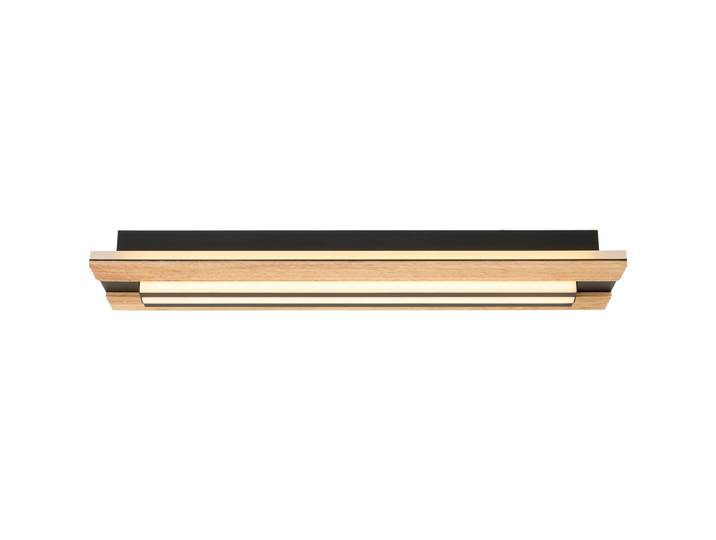 Deckenlampe Varano Aluminium/Eisen schwarz gebürstet mit Rillenholz B: 60 cm, 45W LED - LED - Lichtfarbe: Extra warmweiss - Kaltes Tagesweiss -