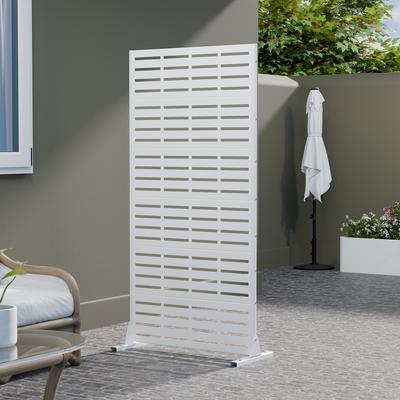 Lirago Metal Privacy Screen Freestanding Outdoor Divider Rust-Proof Galvanized Steel Decorative Fence Panel