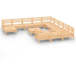 vidaXL 13-tlg. Garten-Lounge-Set Massivholz Kiefer