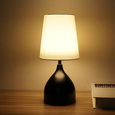Newmooncrystals Modern LED Bedroom Table Lamp, Full Touch Control Dimmable Creative Study Lamp black