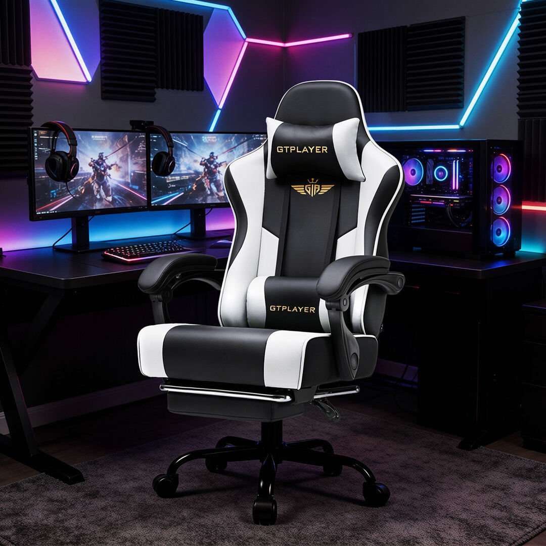 Brayden Studio PC & Racing Game Chair White 135cm H X 70cm W X 51cm D