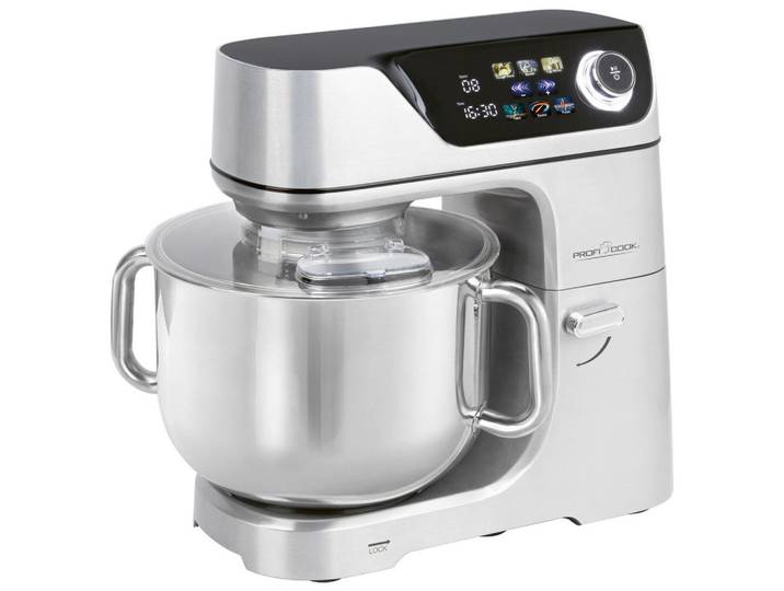 ProfiCook Küchenmaschine, Edelstahl, Metall, Kunststoff, 11 L, 45.6x40.6 cm, Bedienfeld, sicherer Stand durch Saugfüße, Sicherheitsabschaltung bei gekipptem Motorkopf, Spritzschutz, Timerfunktion, herausnehmbarer Behälter, Küchengeräte, Küchenmaschinen
