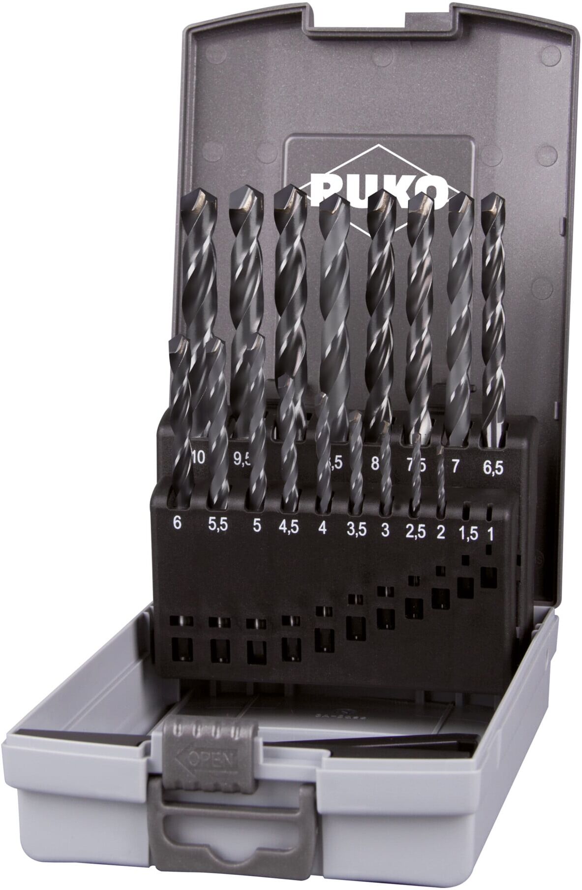 RUKO Spiralbohrersatz DIN 338 Typ N HSS-G TC + Tecrona in Kunststoffkassette (ABS) 17-teilig (815214CRO)