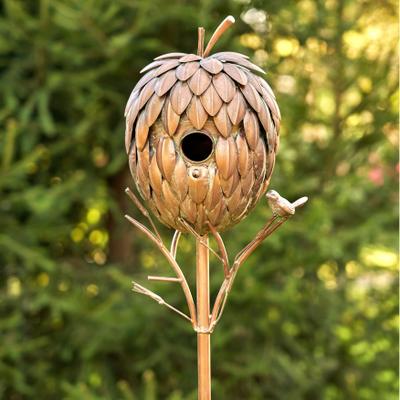 Zaer Ltd Pinecone Shaped Copper Birdhouse Stake