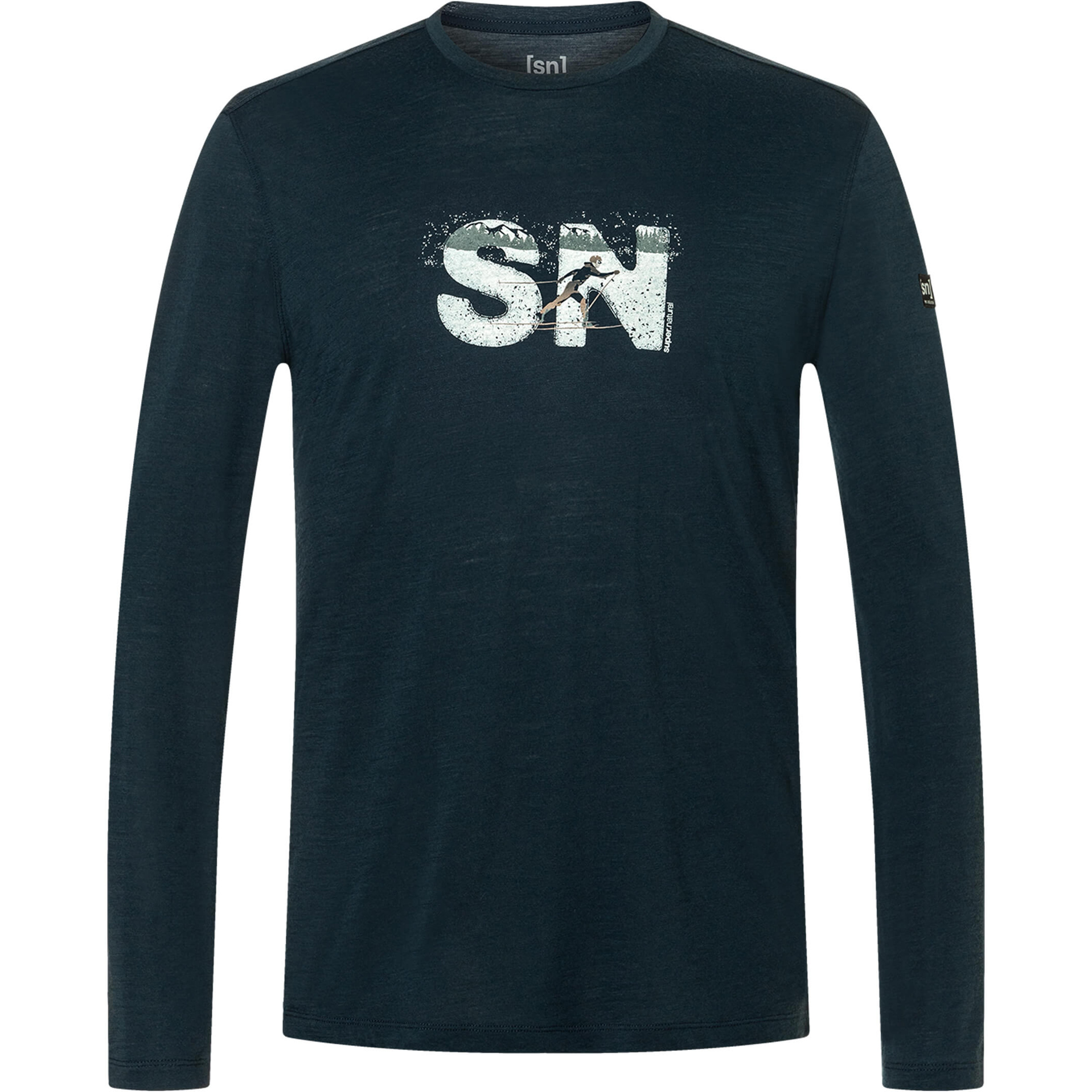 Super.Natural Cross Country Logo Herren Longsleeves blau Größe XXL Trekking Hautfreundlich Merinowolle