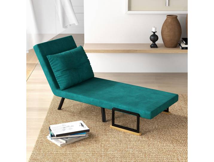 HOMCOM Fauteuil Convertible 3-en-1 Vert Dossier Réglable 5 Positions