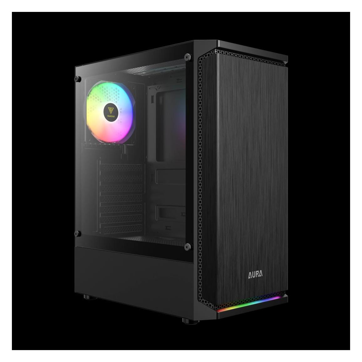 Gamdias Boitier Moyen Tour ATX Aura GC8 RGB avec panneau vitré (Noir) (ATX, mATX, Mini-ITX) (16333-443A3-10000-G)