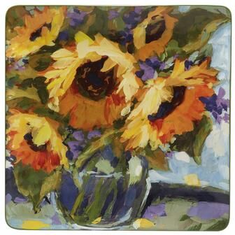 "Certified International Sunflower Bouquet Square Platter 12.5"" - 12.5"" x 12.5"""