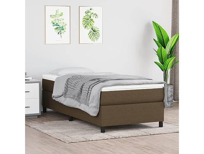 RJPLMFV Lattenrost mit Matratze, 100 x 200 cm, Dunkelbraun Taschenfedern, mittlere Festigkeit, atmungsaktives Gewebe, Sperrholz-Latten, Bedienungsanleitung im Lieferumfang enthalten