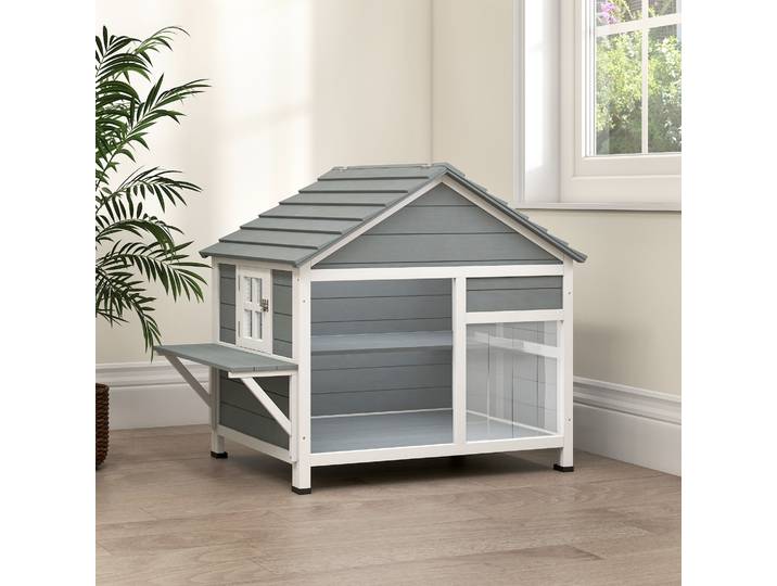 PawHut Maison Chat Extérieur Bois Toit Ouvrable avec Fenêtre