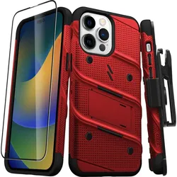 Zizo Bolt Bundle Schutzhulle fur iPhone 14 Pro Max (Apple iPhone 14 Pro Max), Smartphone Hülle, Rot, Schwarz