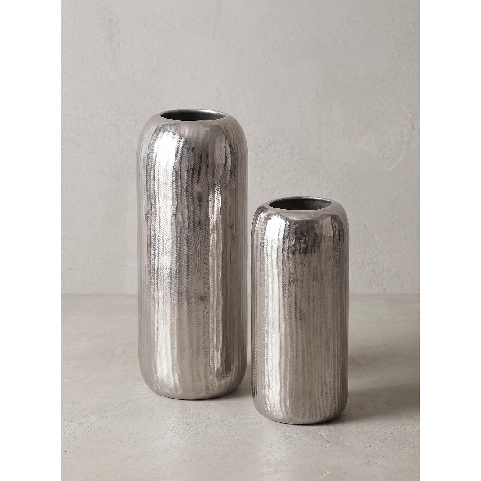 Vasen 2er-Set Aluminium Silber Ø 16x40,5 cm - AMALFI Kadima Design