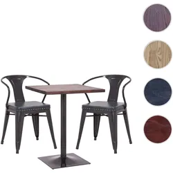 Set Bistrotisch 2x Esszimmerstuhl HWC-H10d, Stuhl Tisch Küchenstuhl Gastronomie MVG ~ schwarz-grau, Tisch dunkelbraun