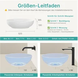 Emke, Waschbecken, Aufsatzwaschbecken 520 x 395 x 130 mm, Oval, Keramik, Weiss glänzend (395 mm, 520 mm)