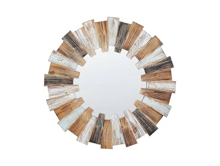 Wandspiegel heller Holzfarbton rund ø 66 cm handgefertigt Modern Ecatepec