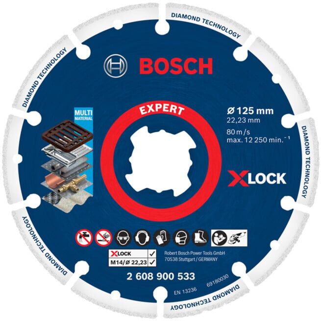 BOSCH EXPERT Disque métal diamanté X-LOCK disque de coupe, 125 x 22,23 mm (2608900533)