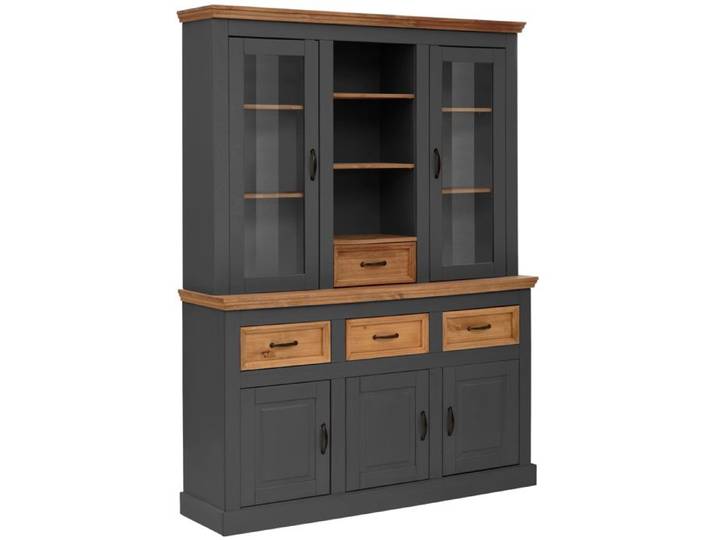 Selma-buffet 5 Portes Et 4 Tiroirs En Pin Anthracite