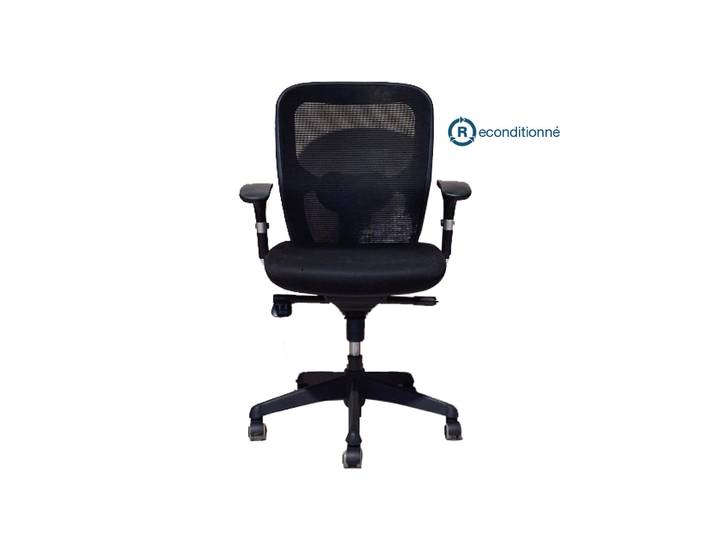 Fauteuil assise tissu et dossier Maille reconditionné - Accoudoirs - Produit de seconde main - Noir