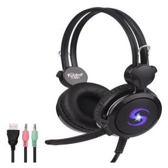 NoName T-591 Gaming-Headset, 40 m, Treiber, 1,8 m Kabel, 2 x 3,5 mm Audio/Mikrofon + USB, Schwarz (Kabelgebunden) (T-591-BK)