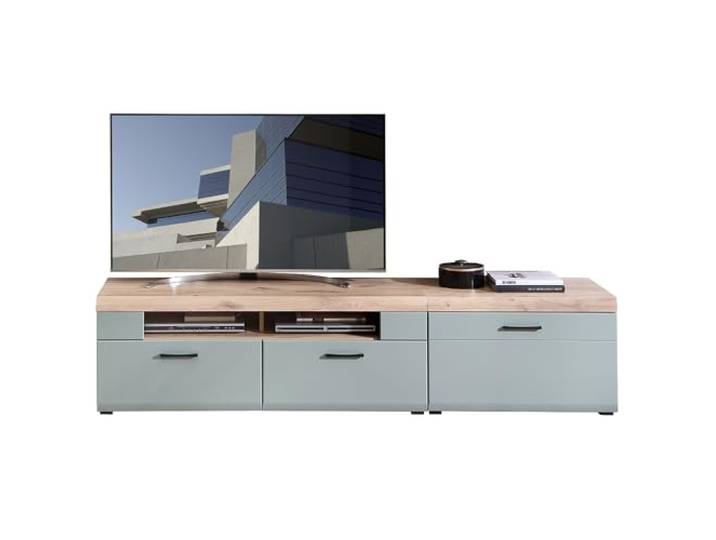 Lomadox Fernsehschrank Lowboard 220cm, Eiche mit Schilfgrün