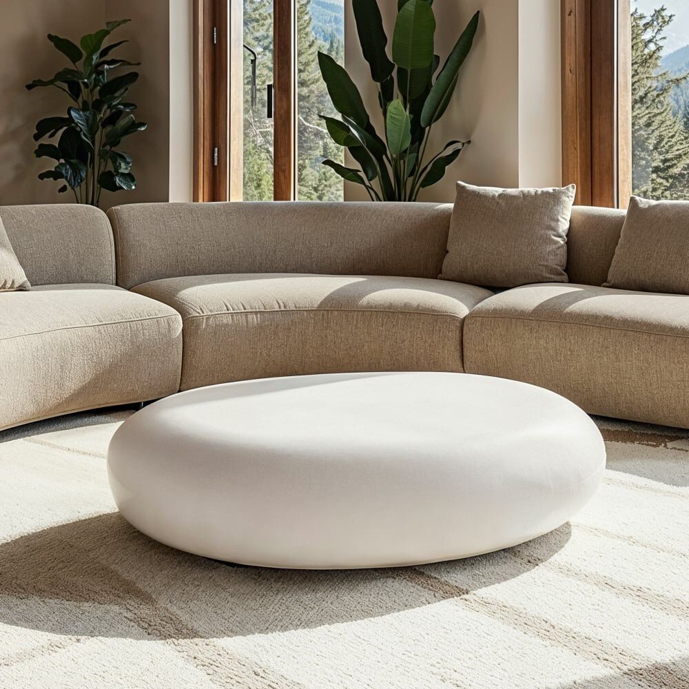 ELEMENTI Table basse moyenne en béton 99,4x71x32,8 Blanc 99x33x71cm