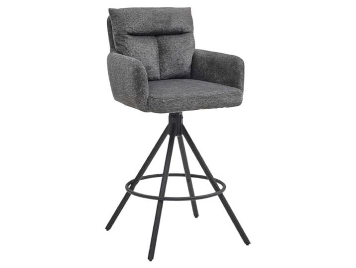 Home4You Barhocker - Dunkelgrau - Schwarz - Webstoffbezug - Metallgestell - drehbar