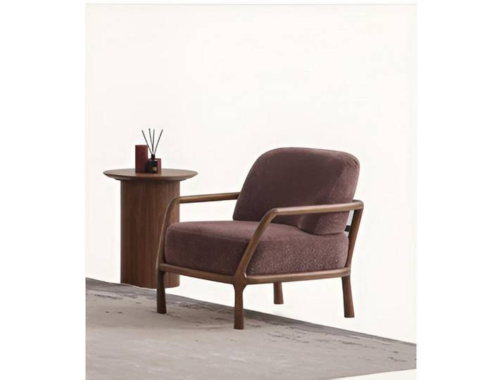 JVmoebel Sessel Design Sessel & Beistelltisch Stil Holz Braun Modern Edel (2-St)