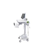 Ergotron EMR Cart with LCD Pivot LiFe Powered Wagen für LCD-Display/Tastatur/Maus/Barcode-Scanner/CPU/Medikation medizinisch Kunststoff Aluminium verzinker Stahl Grau weiß Polished Aluminum Bildschirmgröße: bis zu 55,9 cm 22 Zoll EMR-Fahrwagen mit LCD-Gel (SV42-6302-2)