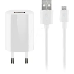 GOOBAY 44983 - USB-Ladegerät, 5 V, 1 A, microUSB, weiß