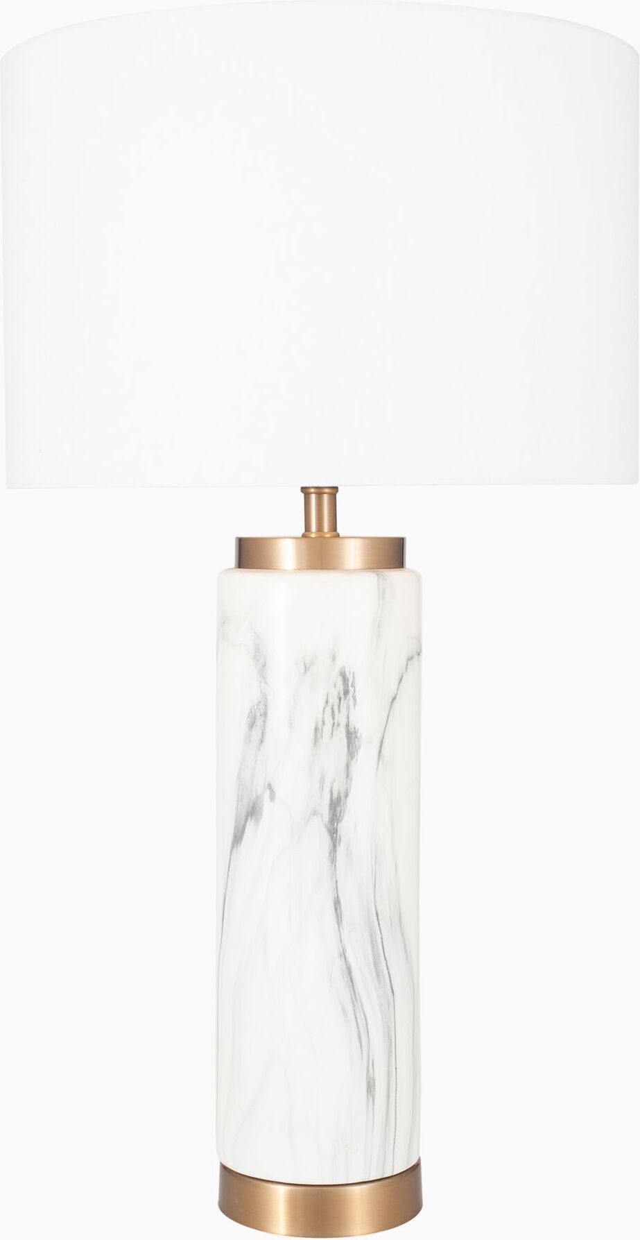 Pacific Lifestyle - Carrara Marble Effect and Brass Ceramic Tall Table Lamp