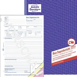 1777 Bau-Tagesbericht, A4, selbstdurchschreibend, 3x 40 Blatt - weiß