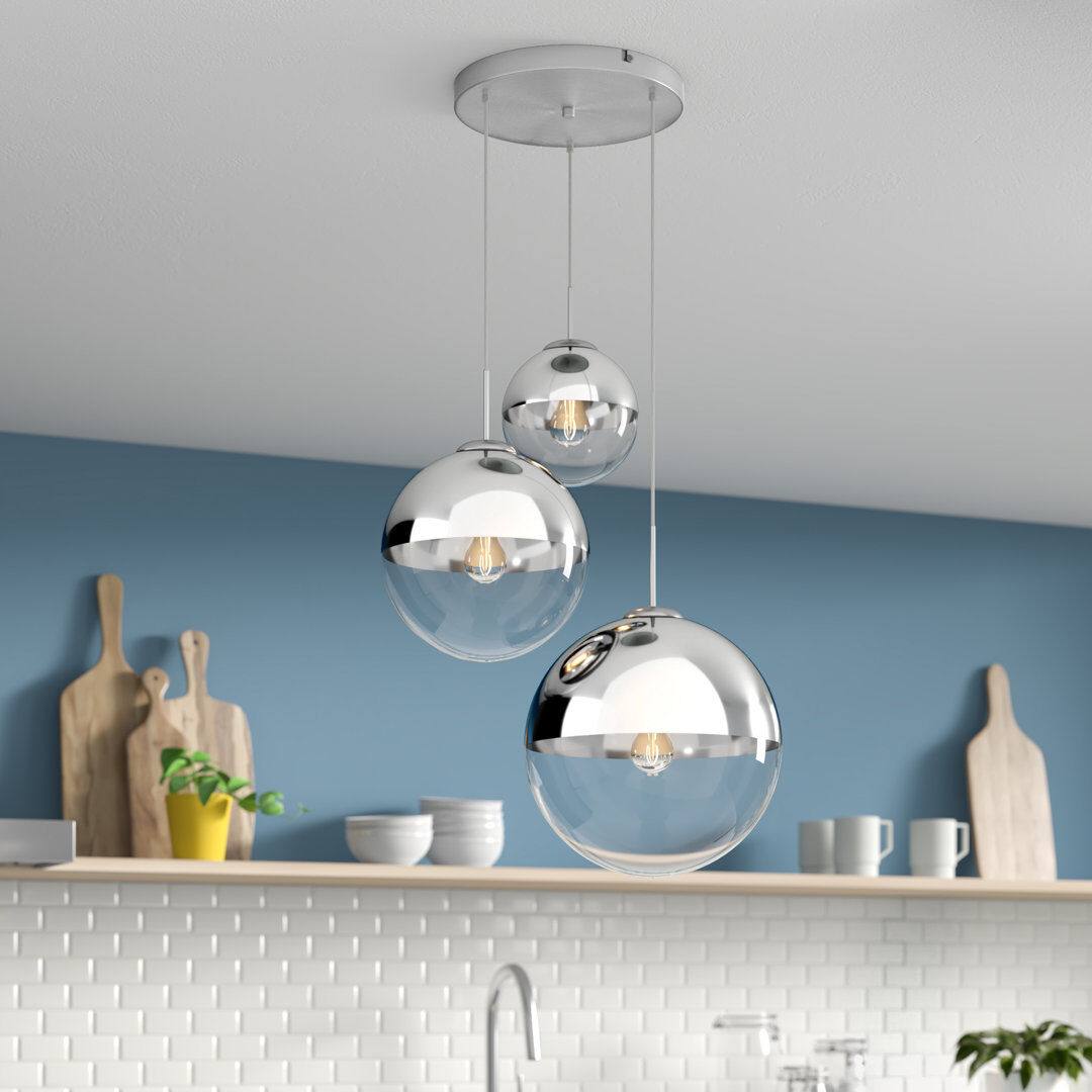 Zipcode Design Saundra 3 - Light Matt Brushed Nickel Cluster Pendant Matt Brushed Nickel 5cm H X 51cm W X 51cm D