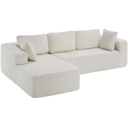 TecTake GmbH tectake Sofa Relax boneless, L-Form, Premiumschaumstoff, rutschfest  Bouclé Creme