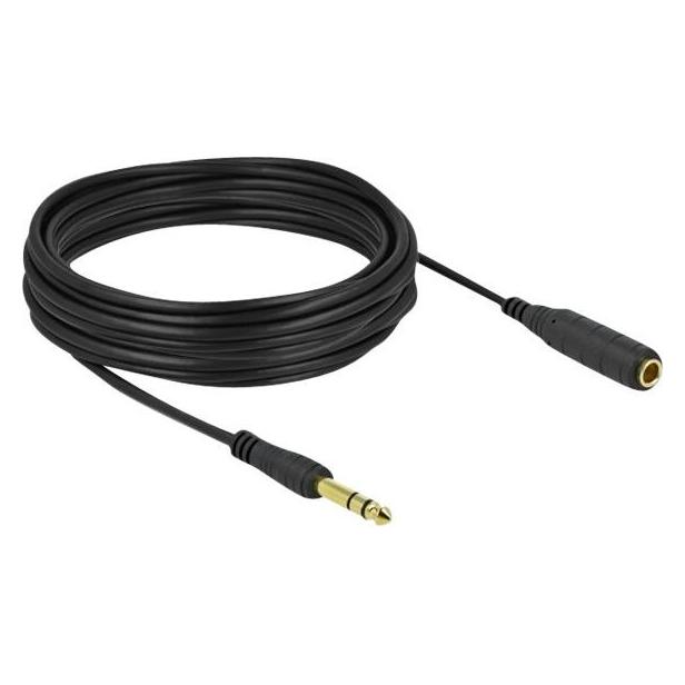 Delock Klinkenverlängerungskabel 6,35 mm 3 Pin Stecker zu Buchse 10 m schwarz (10 m) (86766)