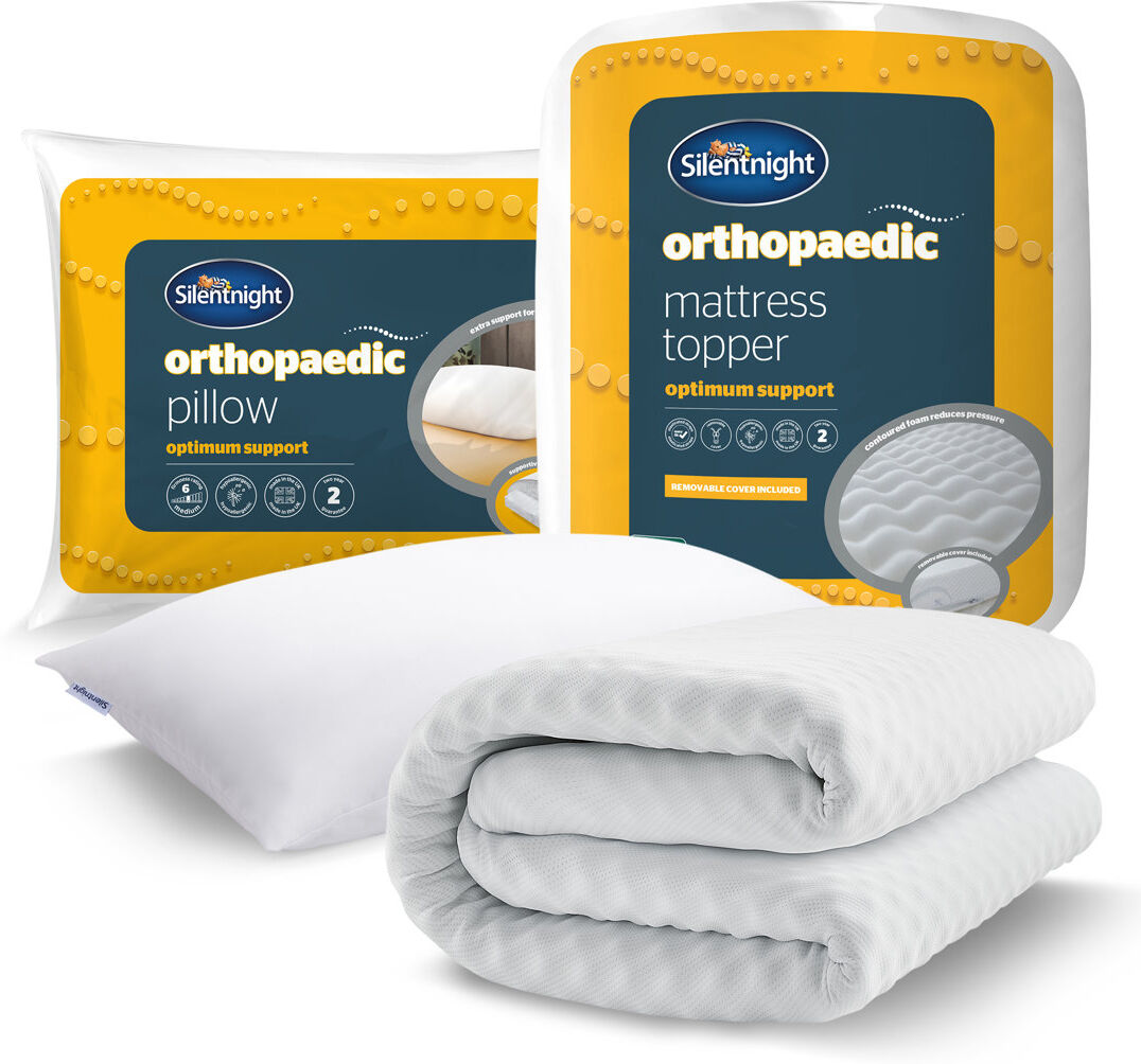 Silentnight Orthopaedic Mattress Topper And Pillow Set White Single
