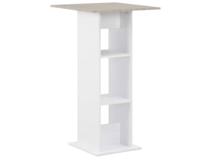 HAQWRDQSG Bartisch Weiß Beton Optik Stehtisch mit Ablage 60x60x110 cm Moderner Stehtisch mit 2 offenen Fächern für Küche und Esszimmer. Platzsparender Esstisch aus Holzwerkstoff.