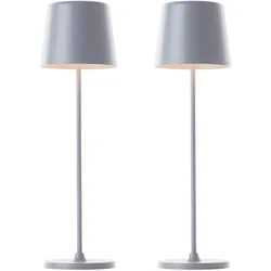 Brilliant, Tischlampe, LED-Akku-Tischleuchte Kaami, 2 W, 310 lm, 3000 K, grau, 2er Set (310 lm)